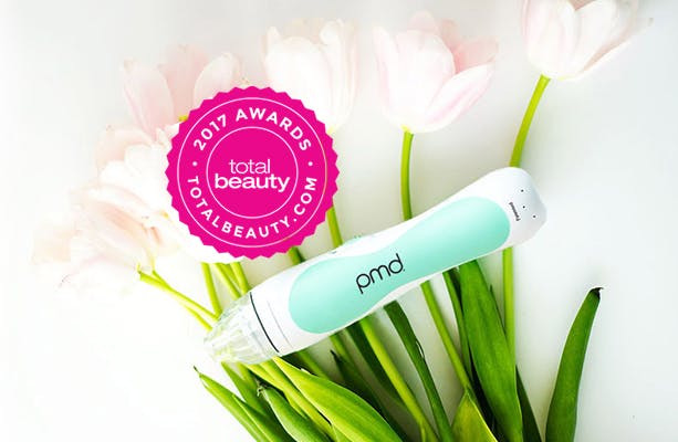 2017 Total Beauty Awards -Personal Microderm Reader’s Choice Honorable Mention. PMD Personal Microderm with tulips.