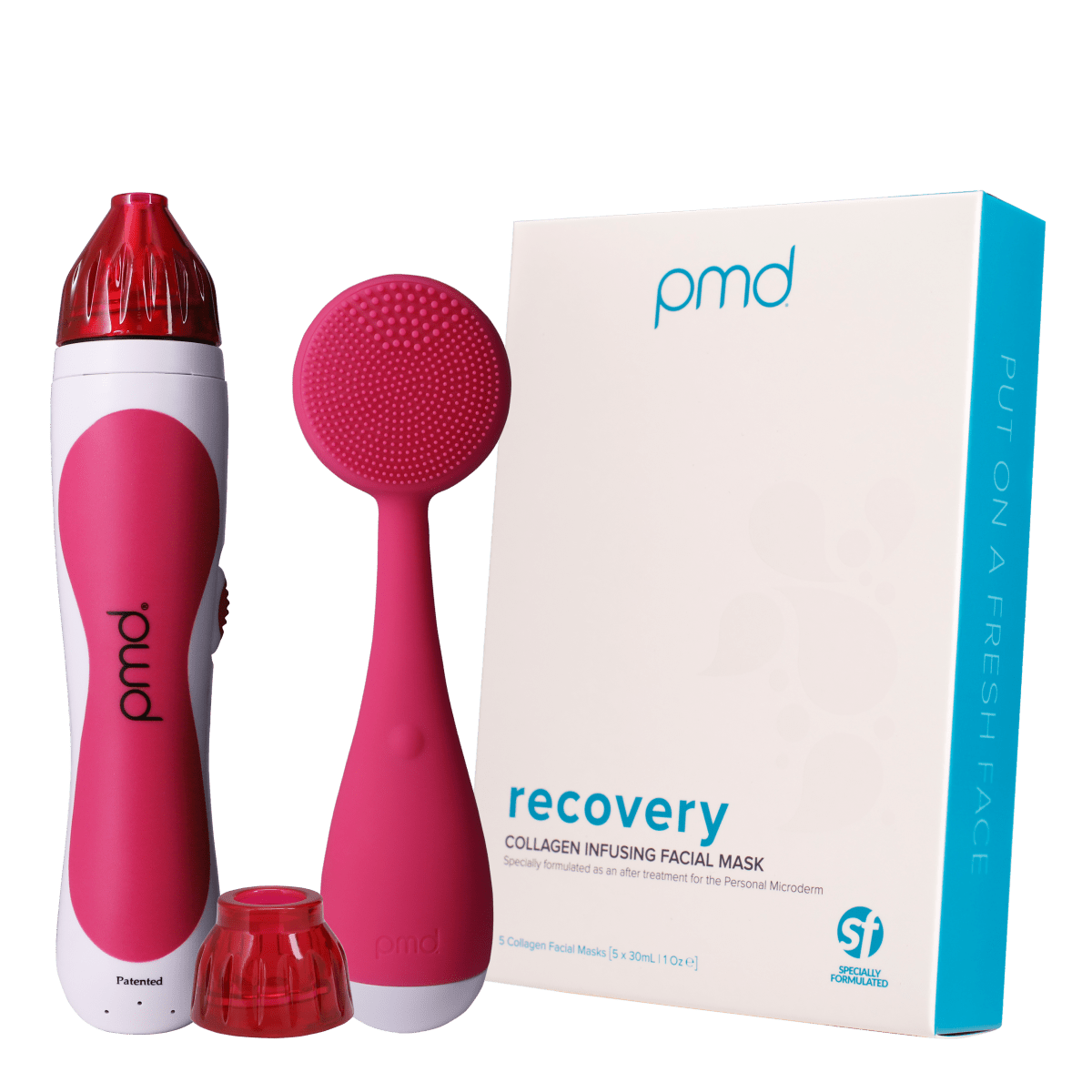fresh_face_classic_bundle_pink?Personal Microderm Classic in Pink, PMD Clean in Pink, Box of Recovery Masks